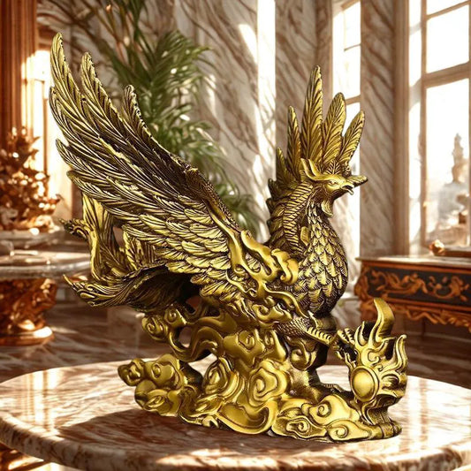 Copper Phoenix Statue – Feng Shui Luck & Rebirth Decor | Elegant Home Accent