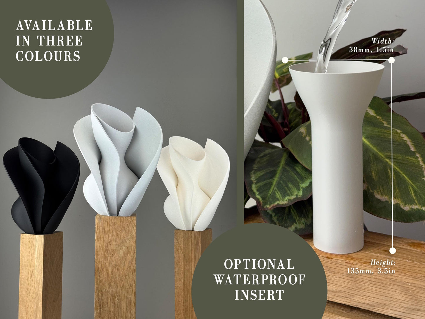 Abstract flower vase for mantel, Modern wavy vase with layered design, Futuristic decoration for dry flower display, New home useful gift