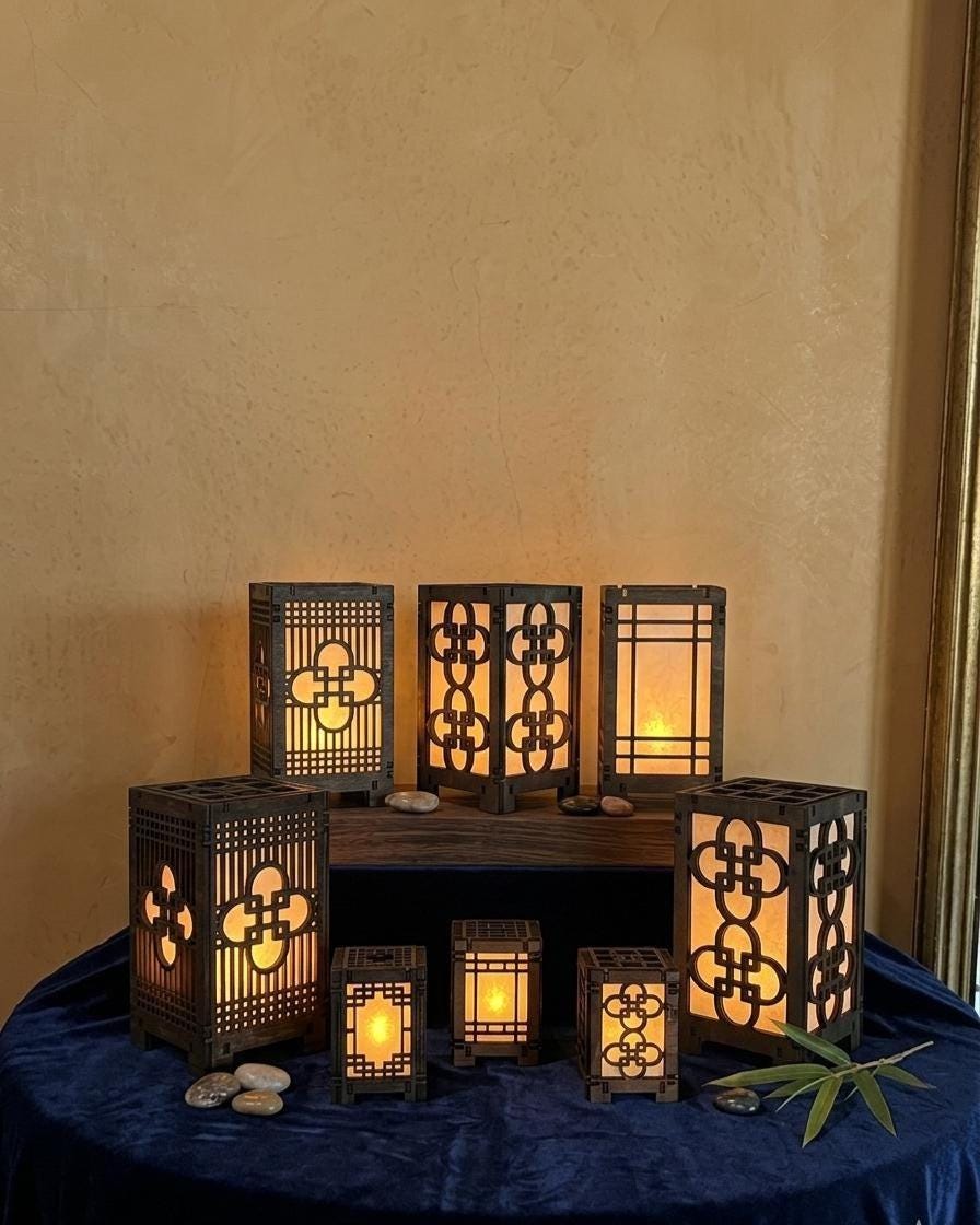 Mini Hanji Lantern | Korean Traditional Paper Craft Desk Decor (LED Candle Light)