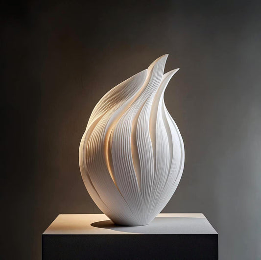 Flame Essence Sculptural Vase: Tall Modern Abstract Centerpiece for Home Decor