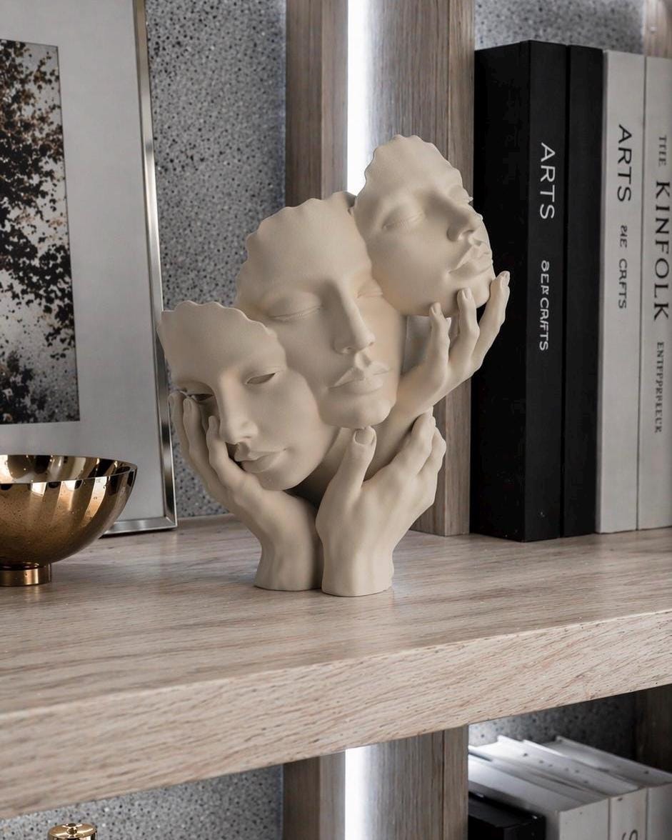 Abstract Face Sculpture Decor Modern Minimalist Contemporary Home Decor Accent Shelf Styling Neutral Art Figure Unique Gift