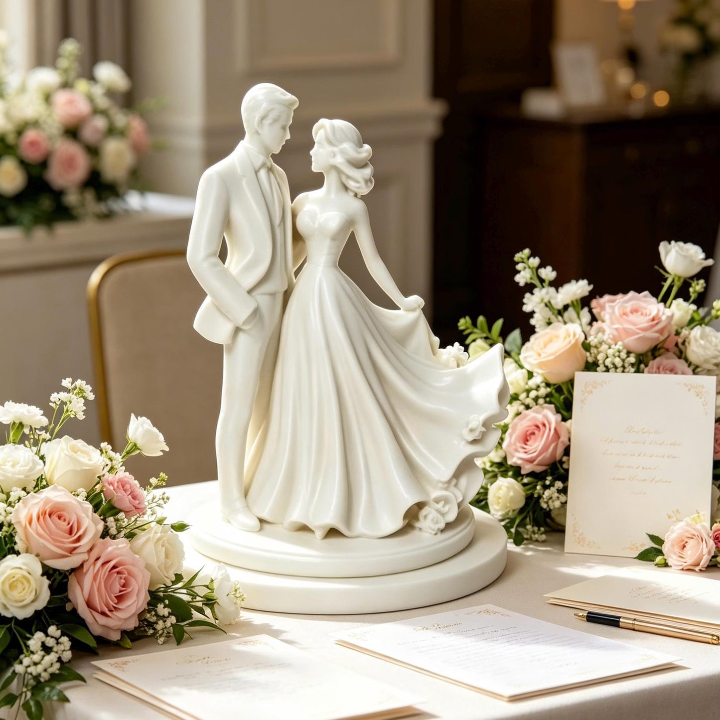 Personalized Wedding Couple Sculpture, Custom Bride & Groom Figurine, Romantic Anniversary Statue, Elegant Home Decor, Unique Wedding Gift