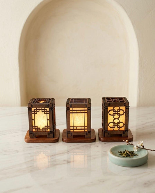 Mini Hanji Lantern | Korean Traditional Paper Craft Desk Decor (LED Candle Light)