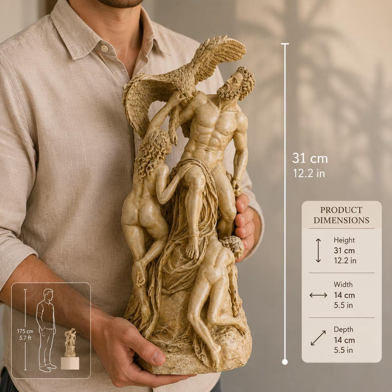Prometheus Statue, Greek Mythology Sculpture, Eagle Figure, Classical Decor, Luxury Home Accent, Resin Art, Statement Sculpture, Zeus Statue