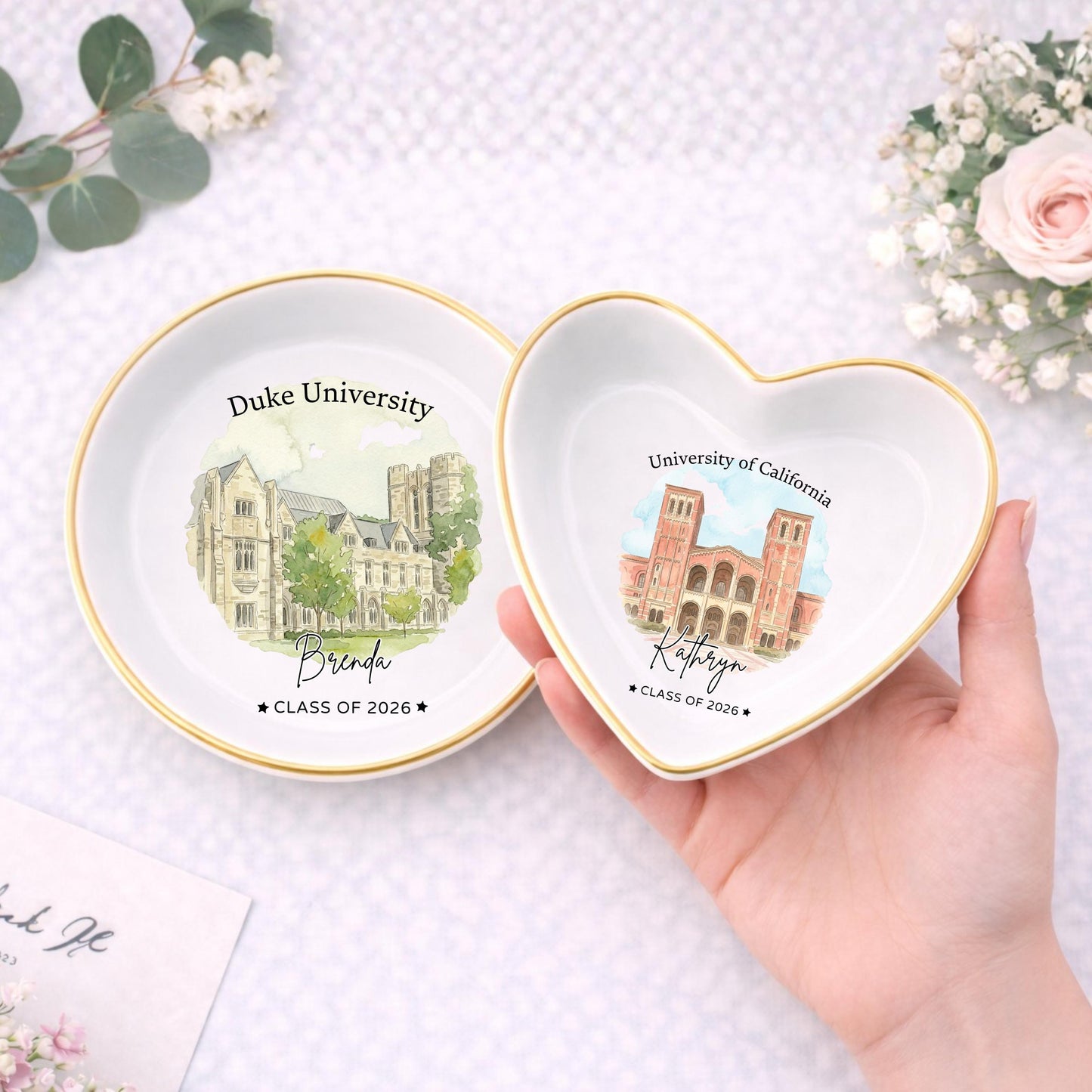 Custom University Ring Dish l Graduation Trinket Tray l Class of 2026 Gift