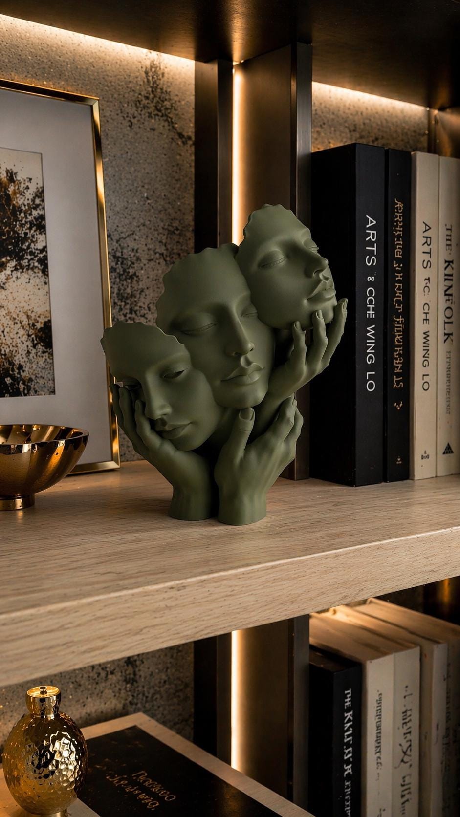 Abstract Face Sculpture Decor Modern Minimalist Contemporary Home Decor Accent Shelf Styling Neutral Art Figure Unique Gift