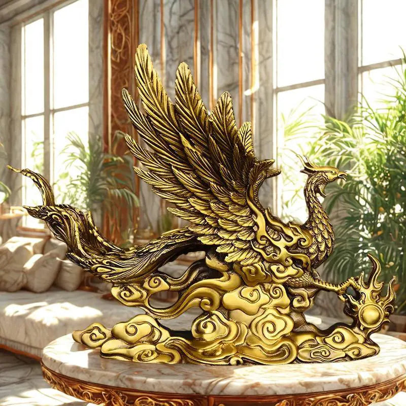 Copper Phoenix Statue – Feng Shui Luck & Rebirth Decor | Elegant Home Accent