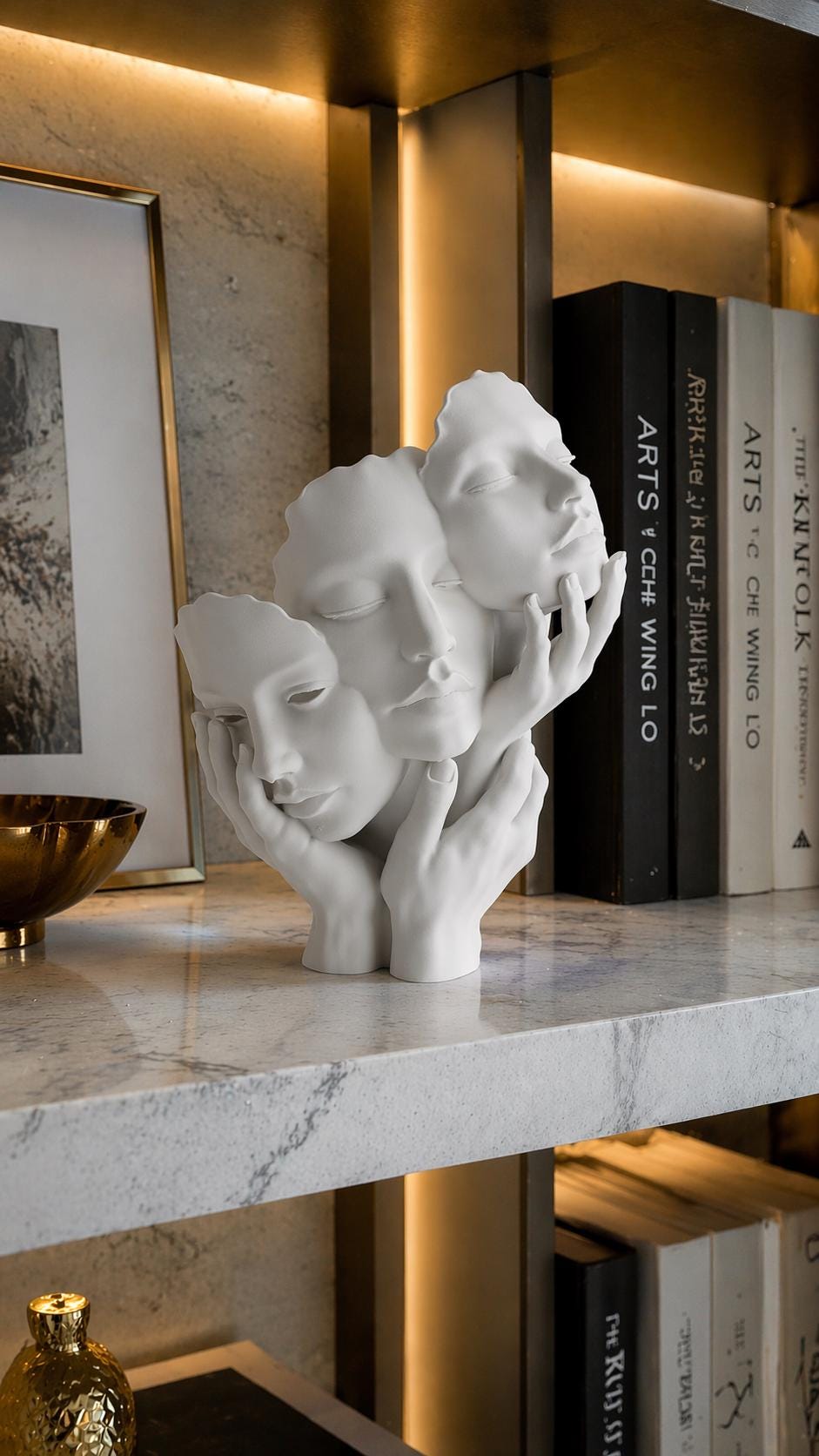 Abstract Face Sculpture Decor Modern Minimalist Contemporary Home Decor Accent Shelf Styling Neutral Art Figure Unique Gift