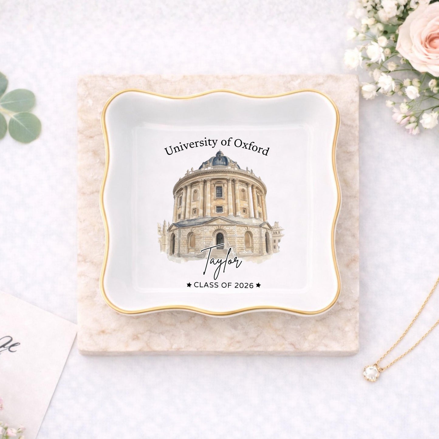 Custom University Ring Dish l Graduation Trinket Tray l Class of 2026 Gift