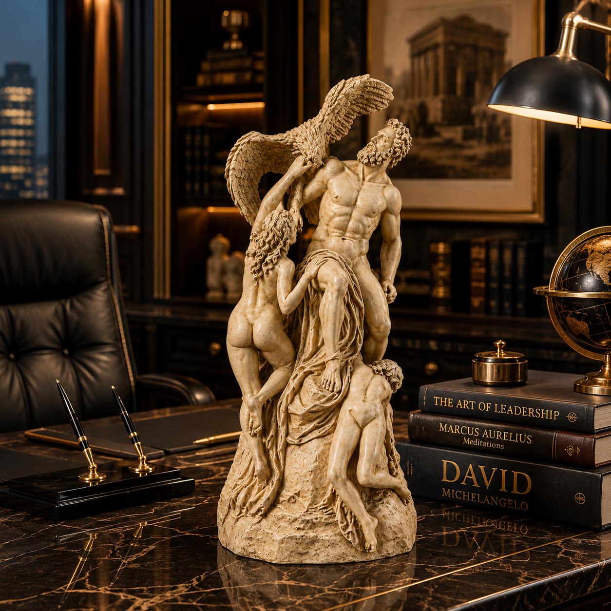Prometheus Statue, Greek Mythology Sculpture, Eagle Figure, Classical Decor, Luxury Home Accent, Resin Art, Statement Sculpture, Zeus Statue