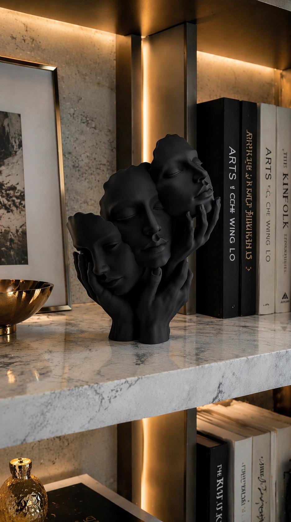 Abstract Face Sculpture Decor Modern Minimalist Contemporary Home Decor Accent Shelf Styling Neutral Art Figure Unique Gift