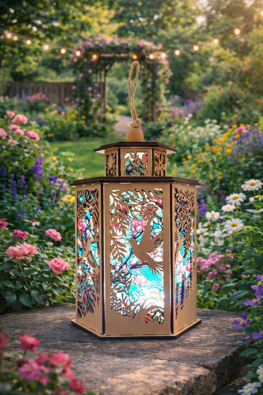 Hummingbird Lantern Light, Bird Lover Gift, Memorial Lantern