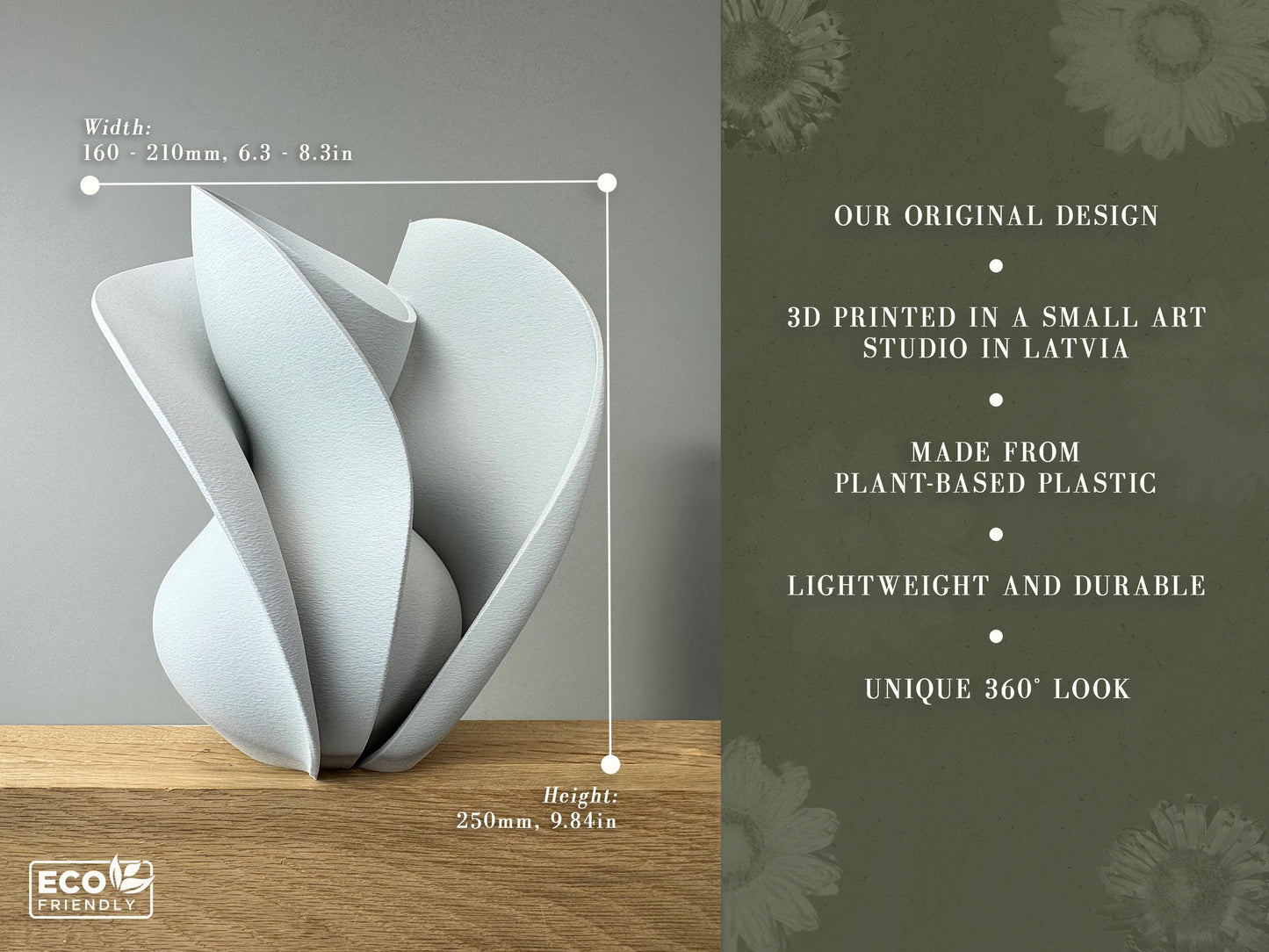 Abstract flower vase for mantel, Modern wavy vase with layered design, Futuristic decoration for dry flower display, New home useful gift