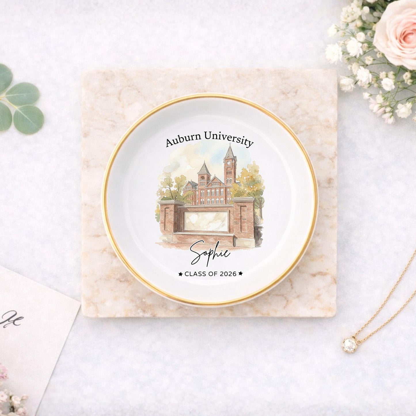 Custom University Ring Dish l Graduation Trinket Tray l Class of 2026 Gift
