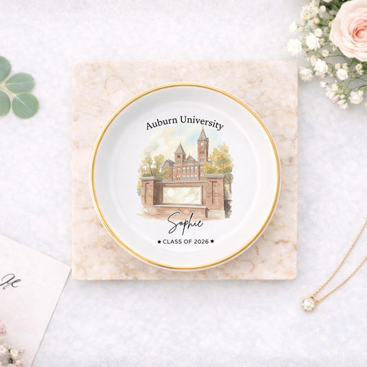 Custom University Ring Dish l Graduation Trinket Tray l Class of 2026 Gift