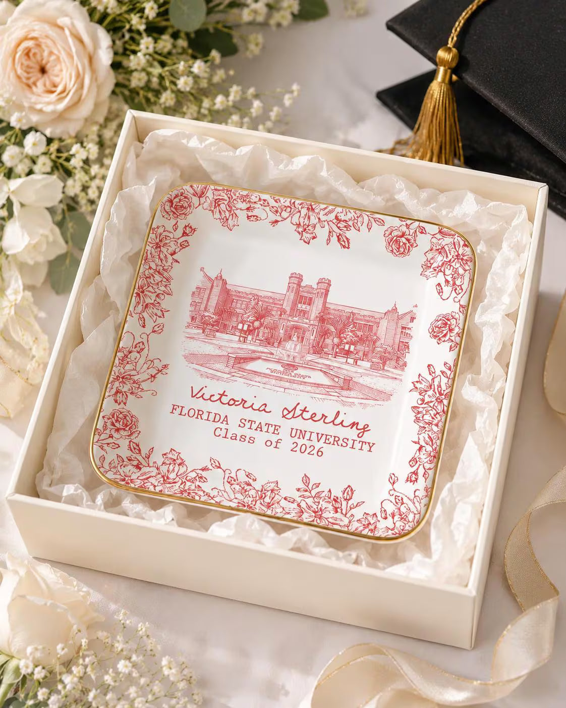Custom Graduation Gift For Her, College Graduation Jewelry Dish, Personalized University Ring Dish, Grad Gifts For Daughter, Class Of 2026