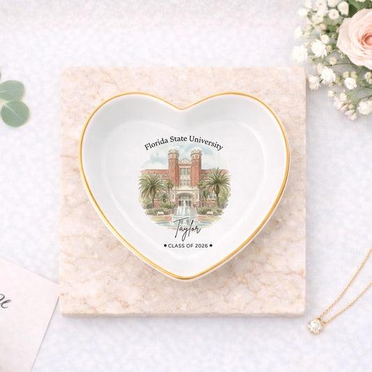 Custom University Ring Dish l Graduation Trinket Tray l Class of 2026 Gift