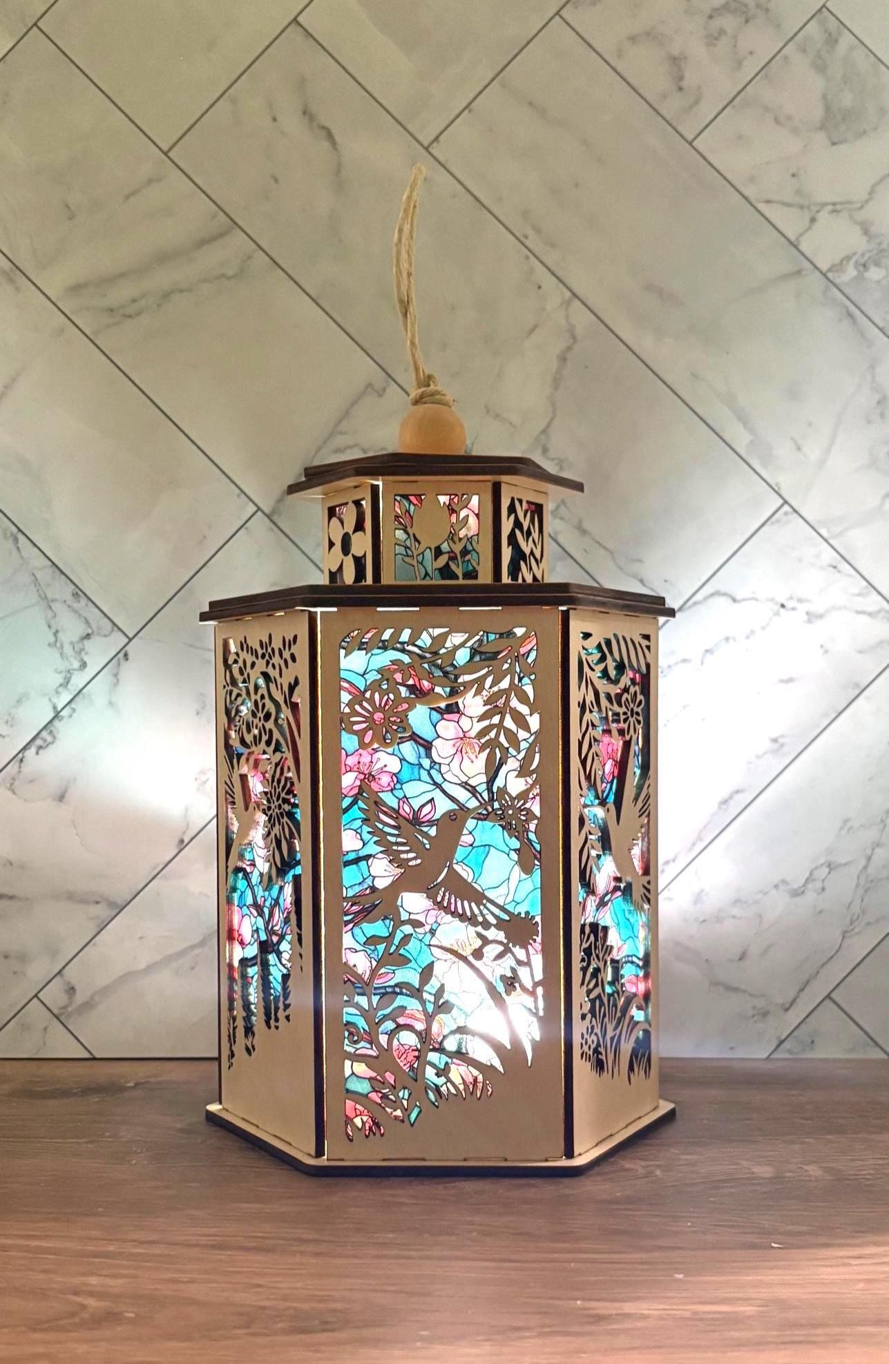 Hummingbird Lantern Light, Bird Lover Gift, Memorial Lantern