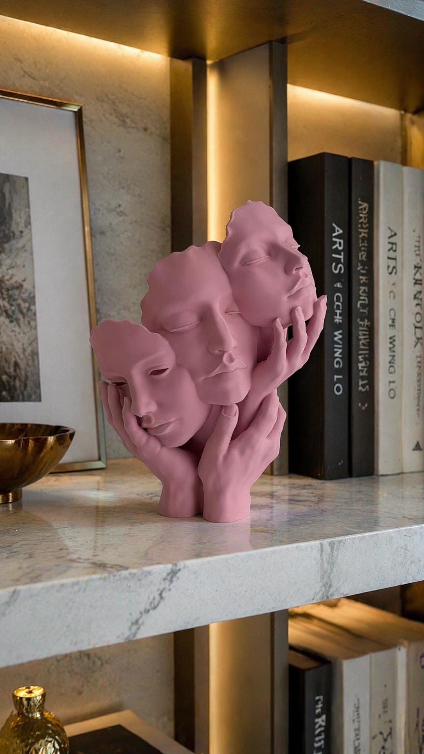 Abstract Face Sculpture Decor Modern Minimalist Contemporary Home Decor Accent Shelf Styling Neutral Art Figure Unique Gift