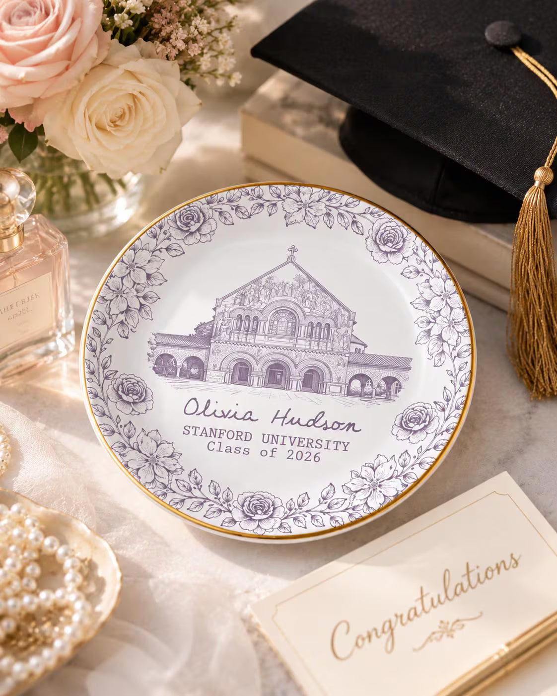 Custom Graduation Gift For Her, College Graduation Jewelry Dish, Personalized University Ring Dish, Grad Gifts For Daughter, Class Of 2026