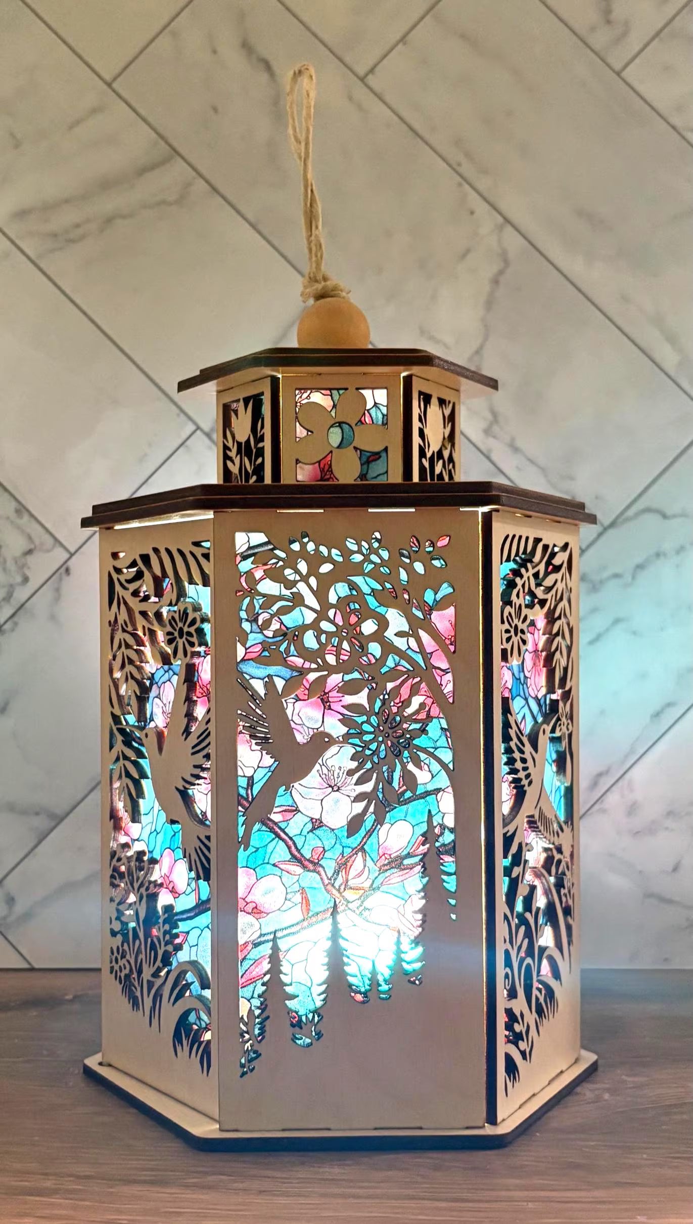 Hummingbird Lantern Light, Bird Lover Gift, Memorial Lantern