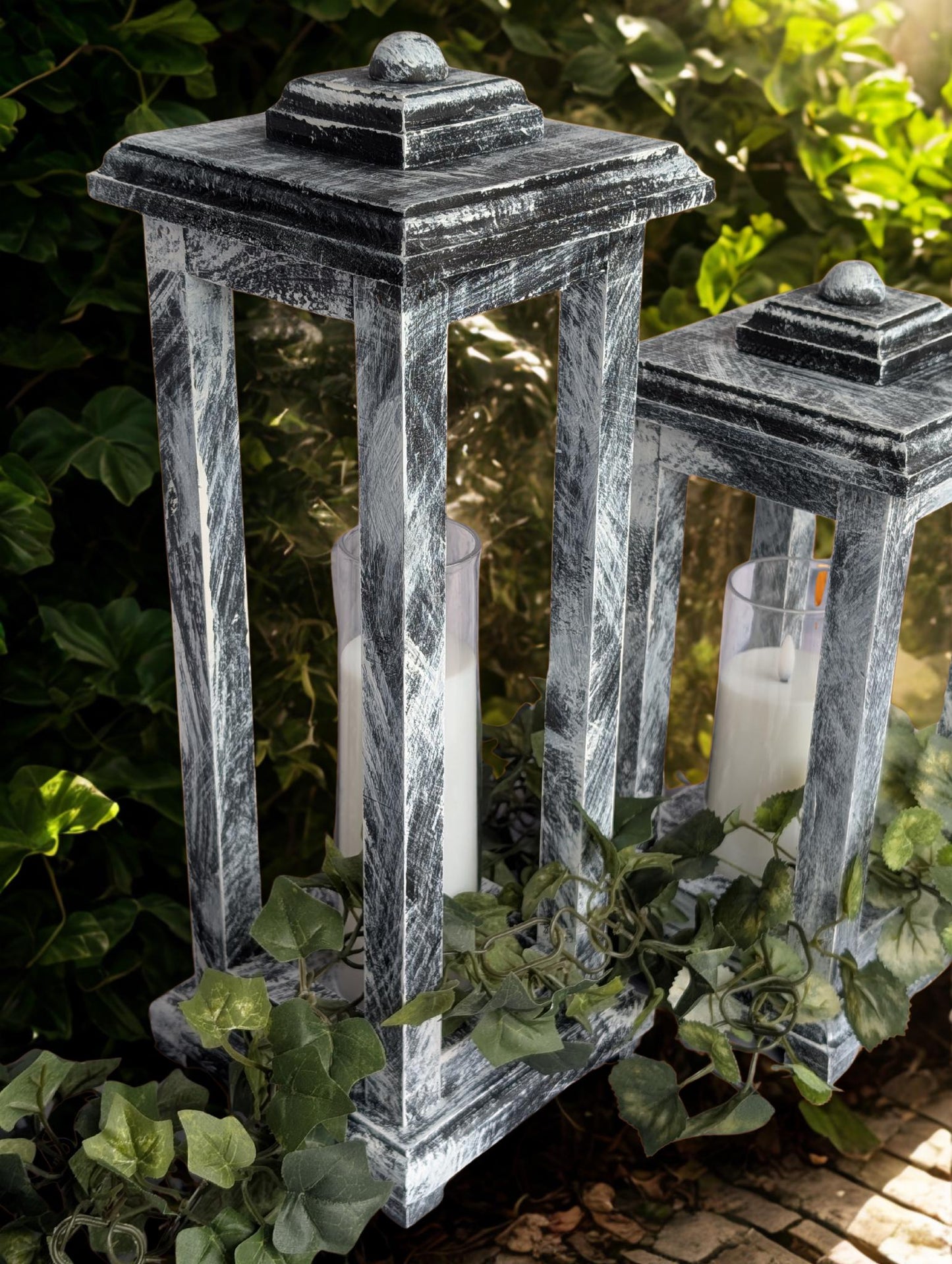 Rustic Wood Candle Lantern: Farmhouse Wedding Centerpiece