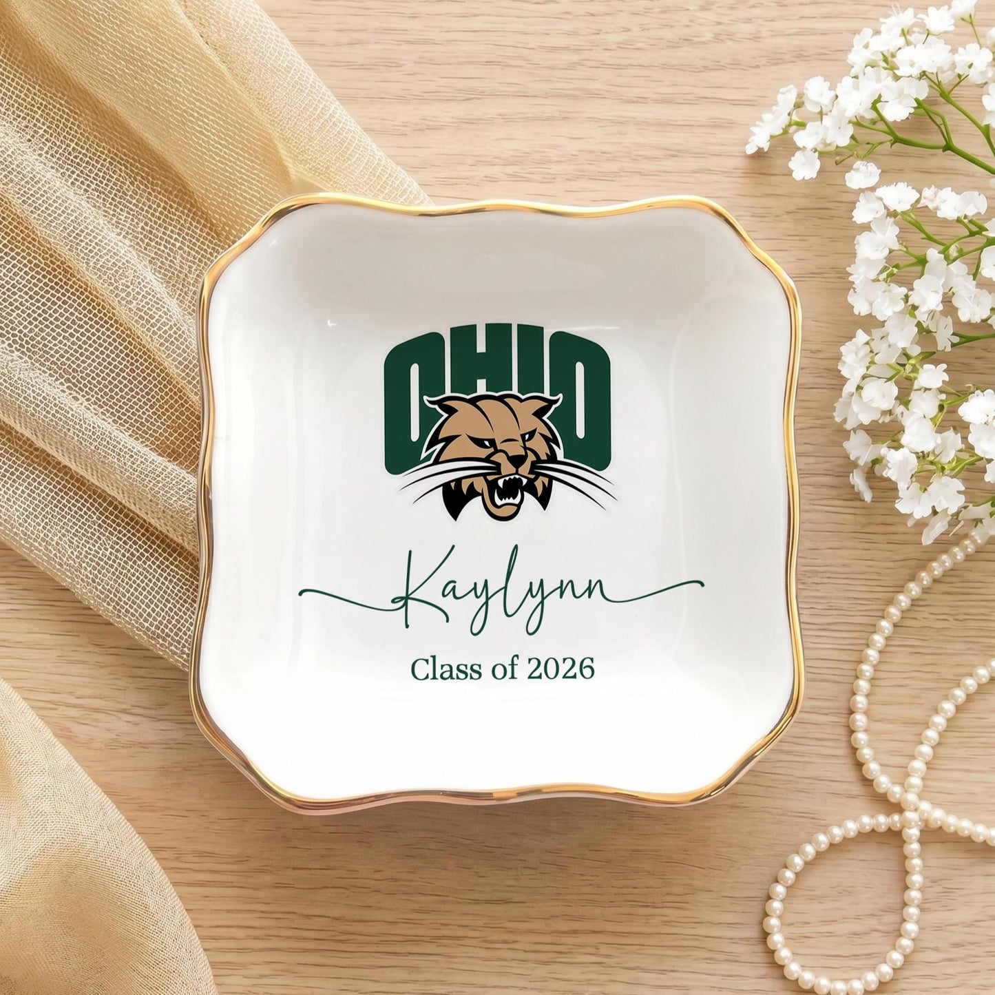 Personalised University College Graduation Gift Ring Dish, Trinket Keepsake, Decor High School, Custom Acceptance Gift, Class of 2026 Gifts