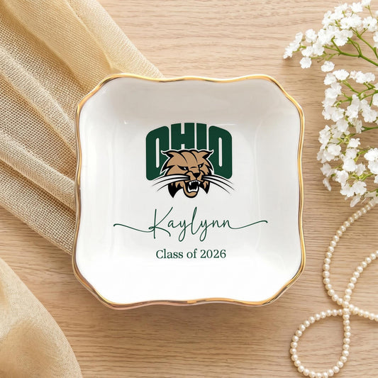 Personalised University College Graduation Gift Ring Dish, Trinket Keepsake, Decor High School, Custom Acceptance Gift, Class of 2026 Gifts