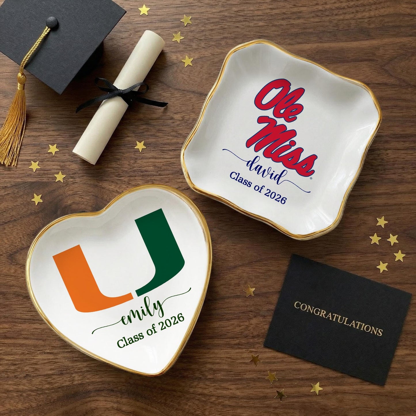 Personalised University College Graduation Gift Ring Dish, Trinket Keepsake, Decor High School, Custom Acceptance Gift, Class of 2026 Gifts