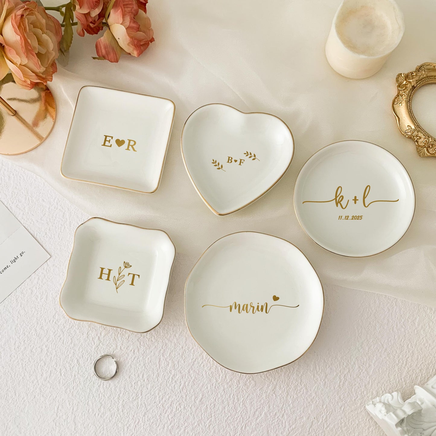 Personalised Birth Flower Trinket Dish/ Custom Watercolor Flower Ring Dish/ Christmas Gifts/ Wedding Bridesmaid Gift/ Birthday Jewelry Dish