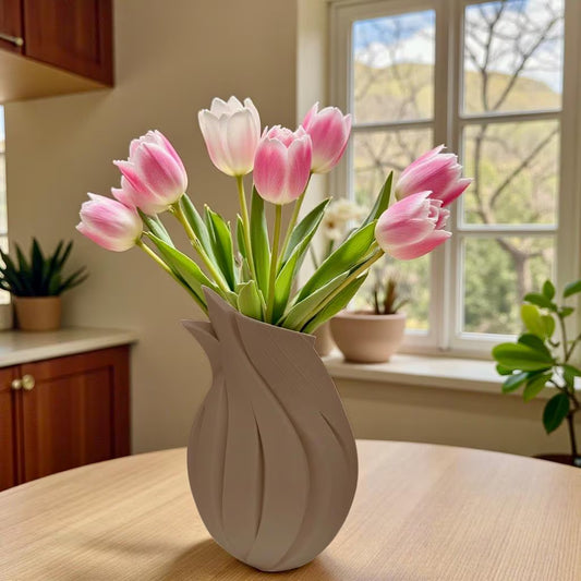 Flame Essence Sculptural Vase: Tall Modern Abstract Centerpiece for Home Decor