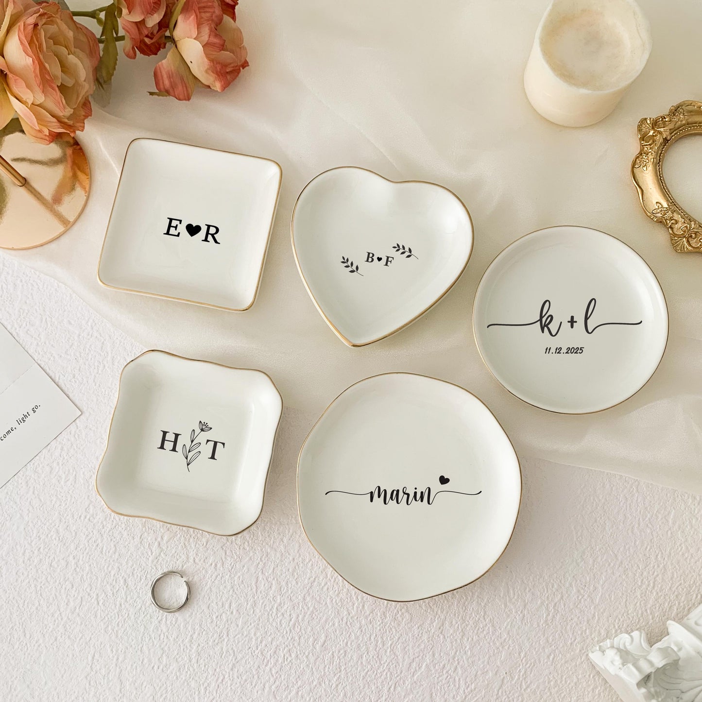 Personalised Birth Flower Trinket Dish/ Custom Watercolor Flower Ring Dish/ Christmas Gifts/ Wedding Bridesmaid Gift/ Birthday Jewelry Dish