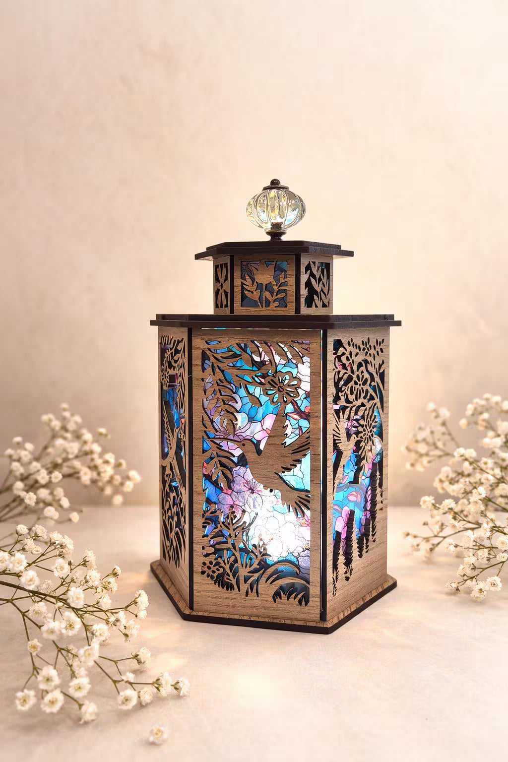 Hummingbird Lantern Light, Bird Lover Gift, Memorial Lantern