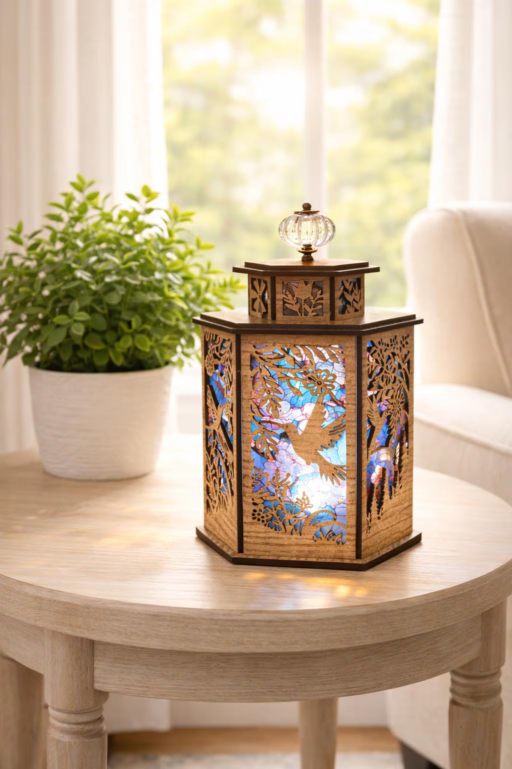 Hummingbird Lantern Light, Bird Lover Gift, Memorial Lantern