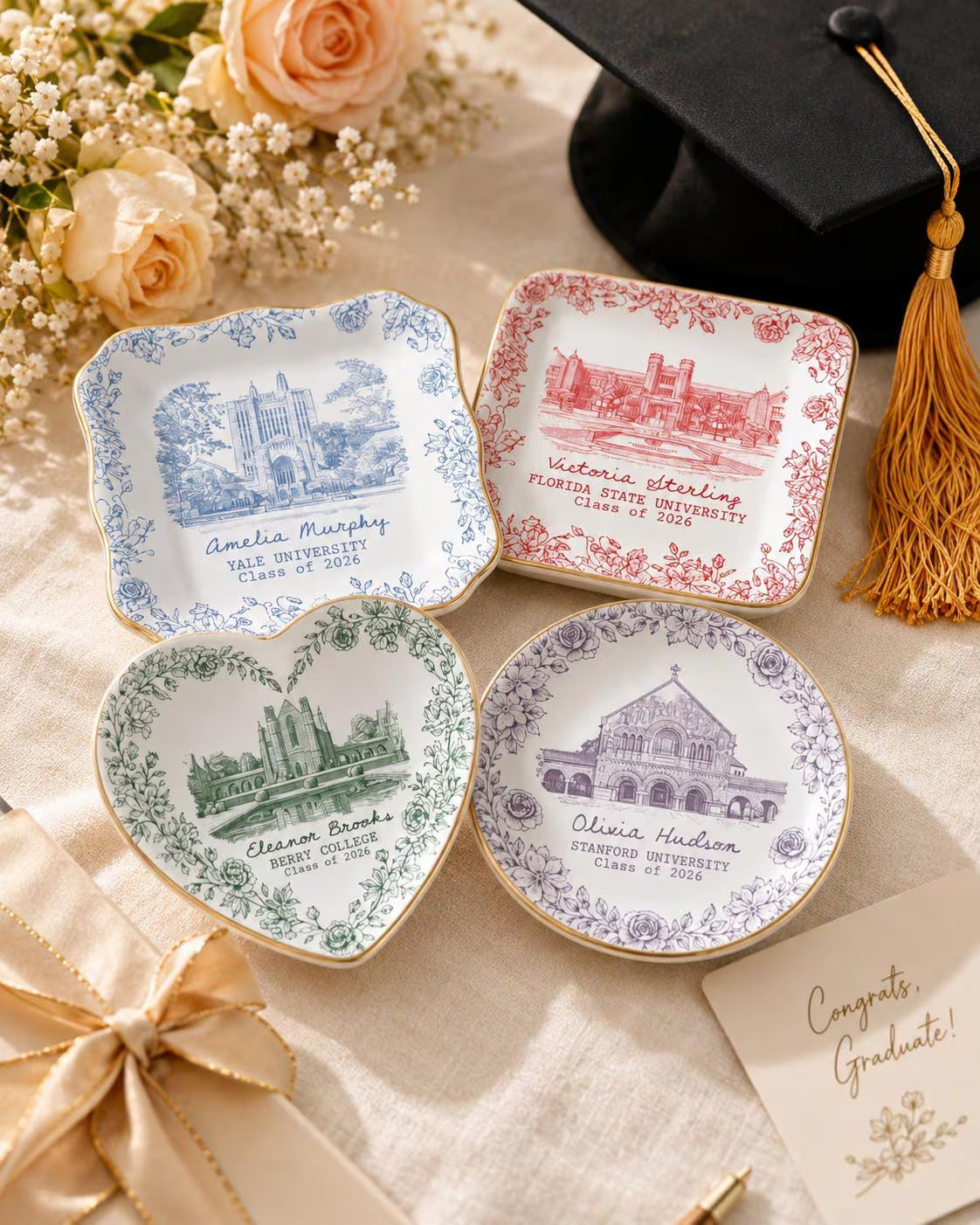 Custom Graduation Gift For Her, College Graduation Jewelry Dish, Personalized University Ring Dish, Grad Gifts For Daughter, Class Of 2026