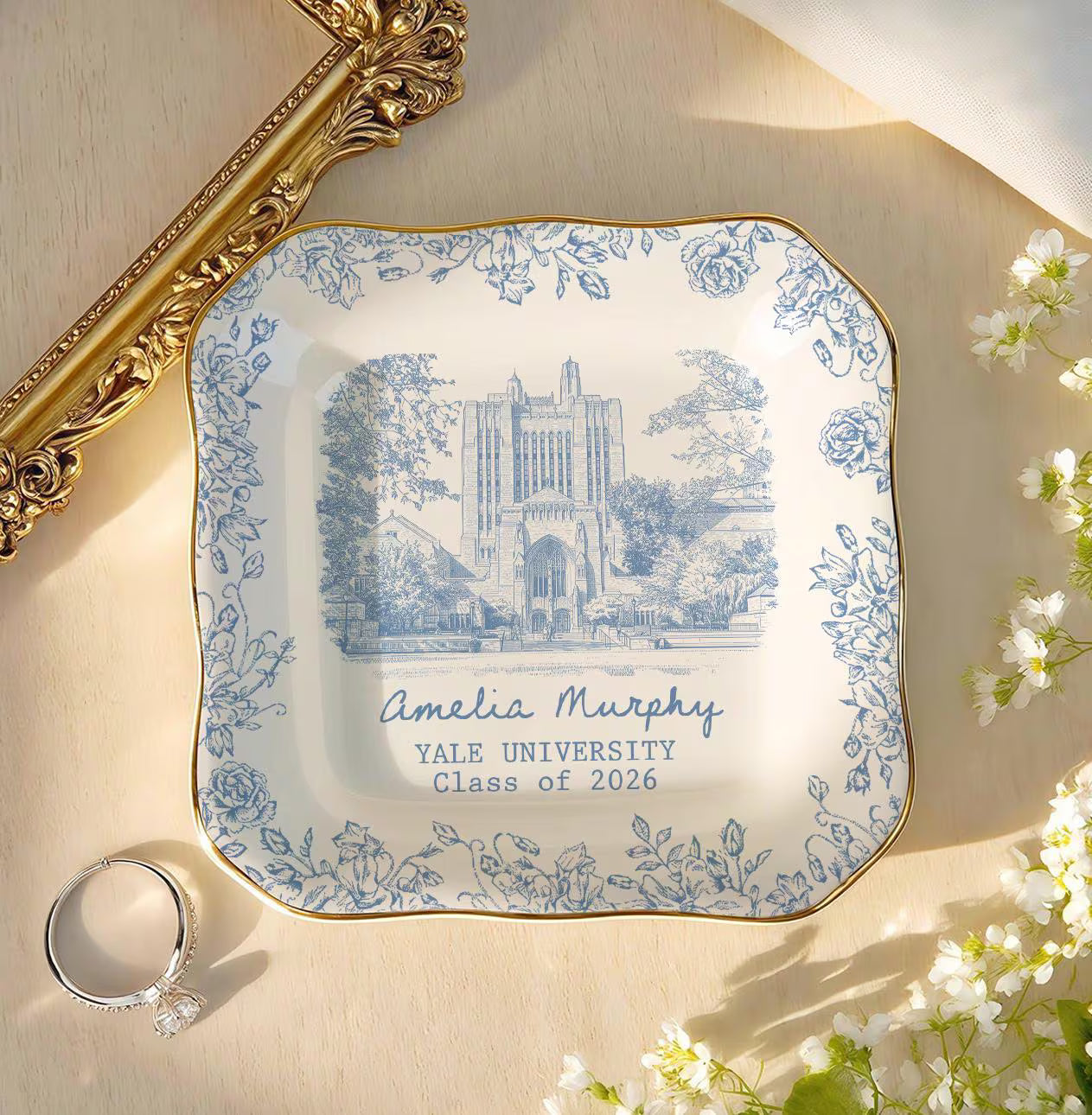 Custom Graduation Gift For Her, College Graduation Jewelry Dish, Personalized University Ring Dish, Grad Gifts For Daughter, Class Of 2026