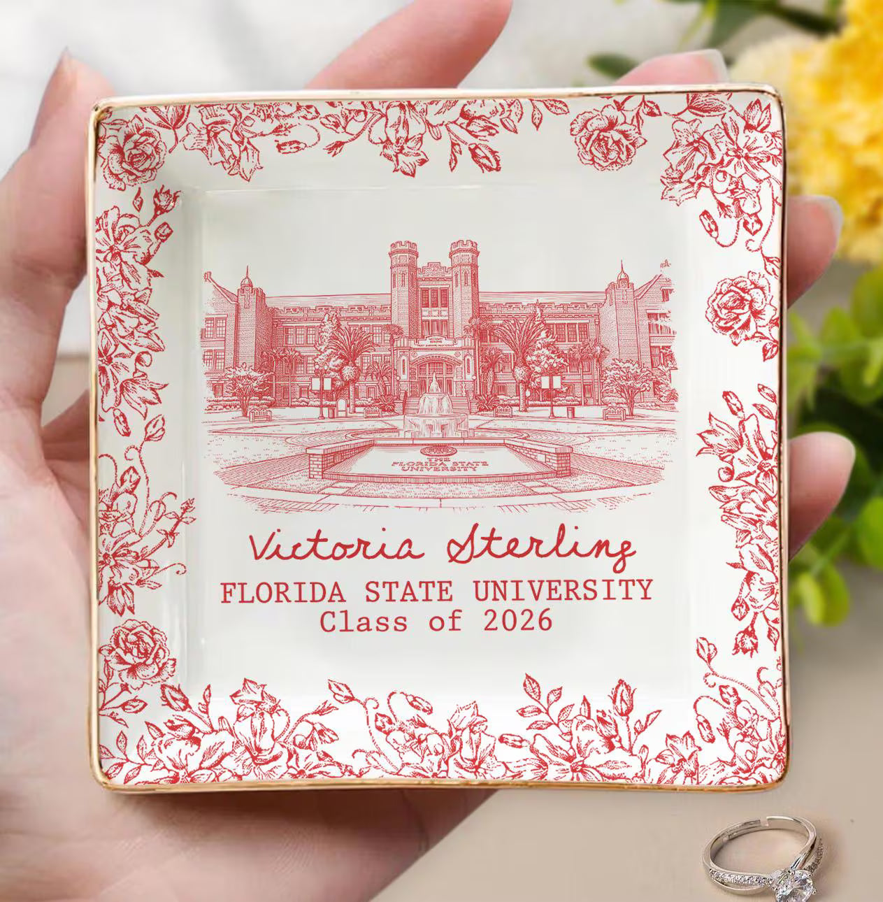 Custom Graduation Gift For Her, College Graduation Jewelry Dish, Personalized University Ring Dish, Grad Gifts For Daughter, Class Of 2026